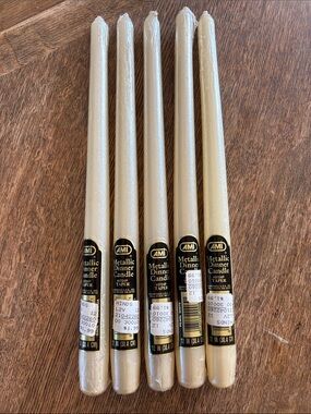 VTG Ami Metallic Taper Candles in Champagne Cream - Set of 5